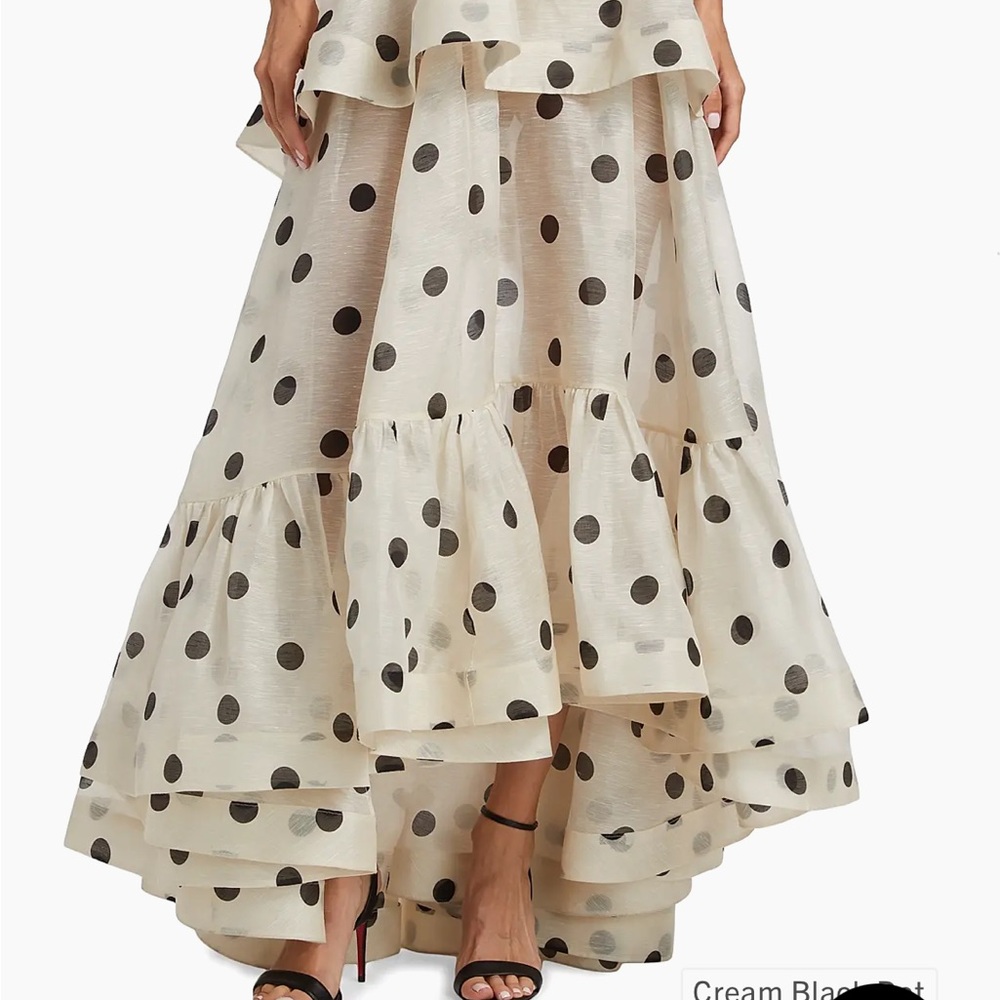 Zimmermann Cream and Black High-Low Skirt